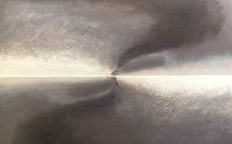 The Tempest drawing by Tim Grosvenor, pastel on paper showing swirling motion and tempestuous energy