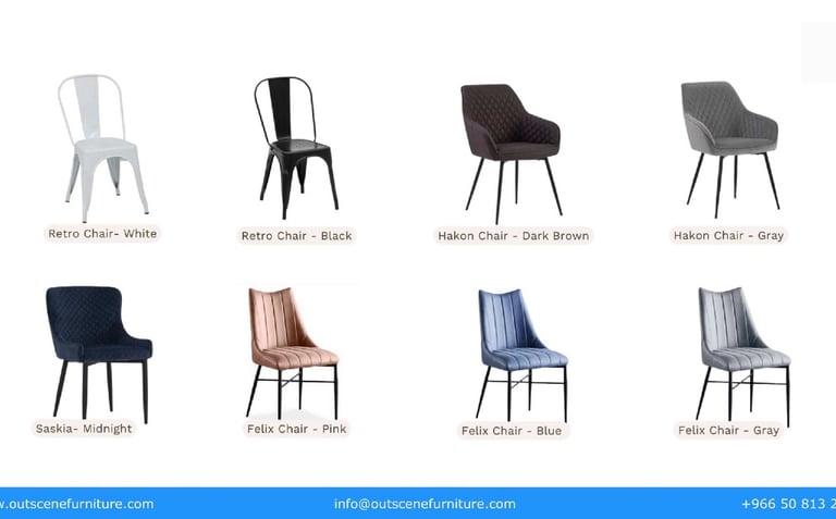 Lounge Chairs, Standard Chairs & Dining Sets for Rent & Purchase | KSA, Riyadh, Jeddah, Dammam