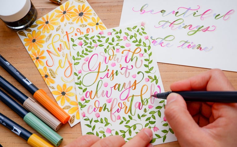 New York calligrapher customizing lettering artwork for brand activation