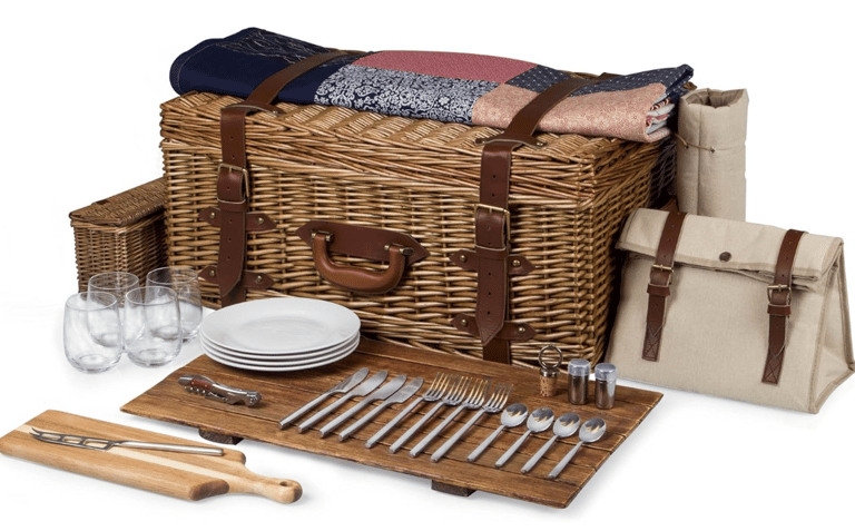a couples or a group of friends picnic basket 