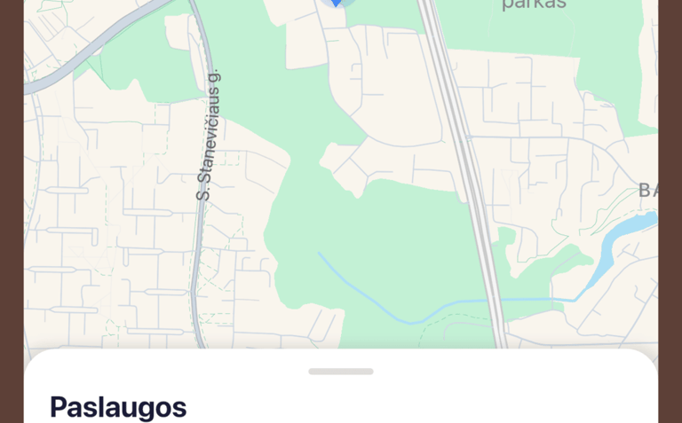 Programėlės veikimas telefone