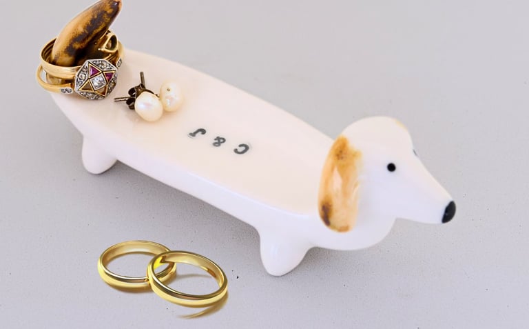 Dachshund Mom Gift for Women - Dog Ring Holder Dish Jewelry Holder Dog Lover Gift for Women Friends