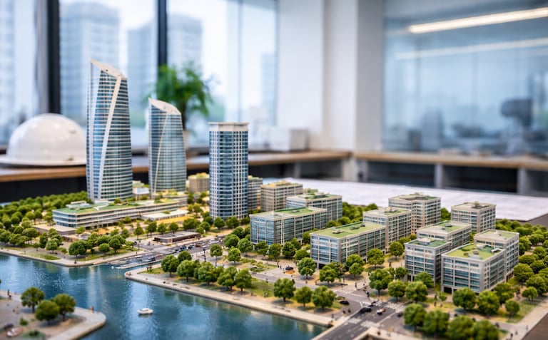 maquetas urbanísticas, maquetas de planificación urbana, maquetas urbanismo, maqueta urbana arquitec