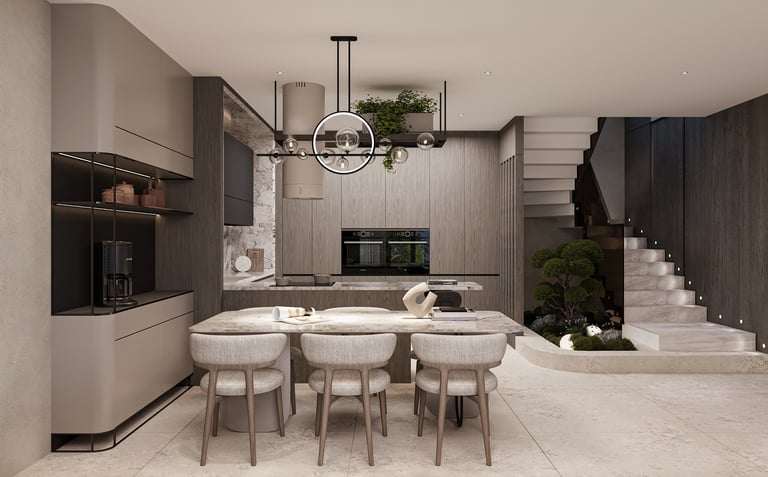 Villa T Antalya mutfak ve yemek alanı iç mimari tasarımı-La Féra Interior Design