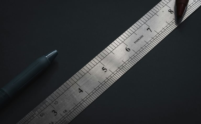 Régua e caneta sob uma mesa