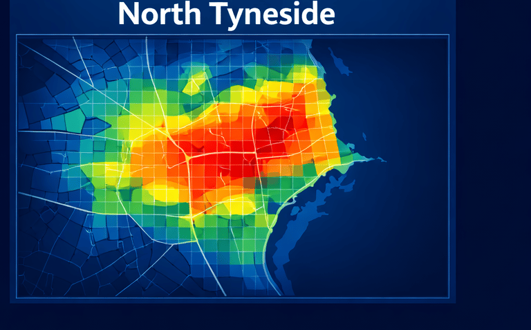 North Tyneside property heat map highlighting investment hotspots around North Shields and coastal a