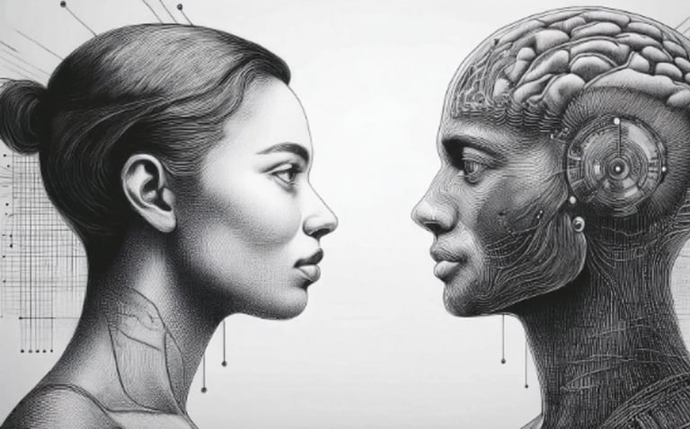 a woman and a man with a brain scans