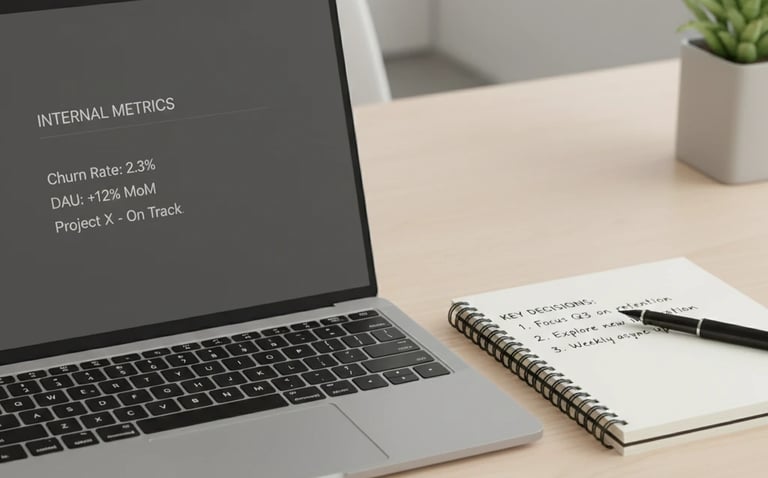 Simple internal tracking and decision notes that signal operational discipline to investors.