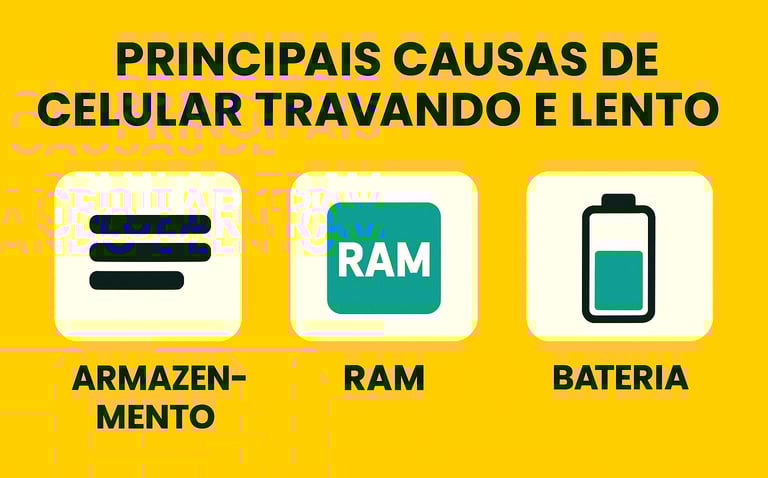 desenho de bateria, ram e armazenamento 