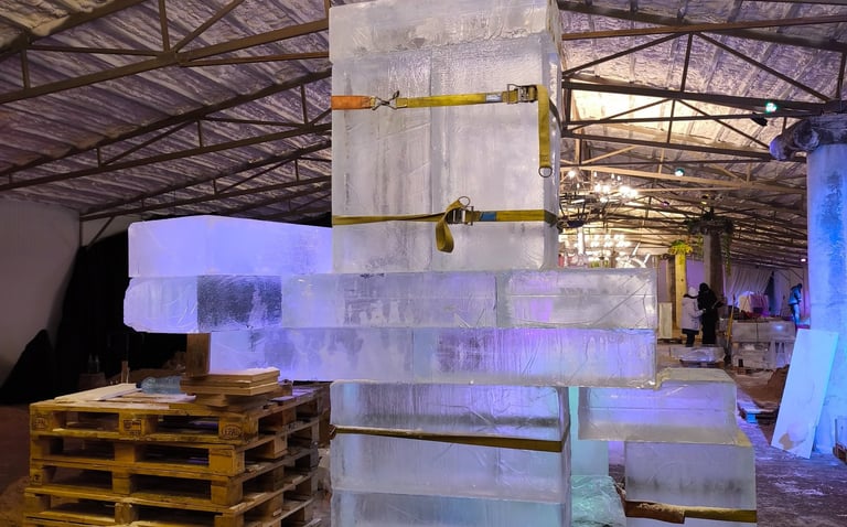proceso de escultura en hielo 