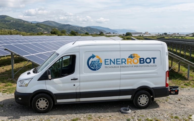 Furgone EnerRobot per il servizio mobile di pulizia pannelli fotovoltaici e termografia in tutto il