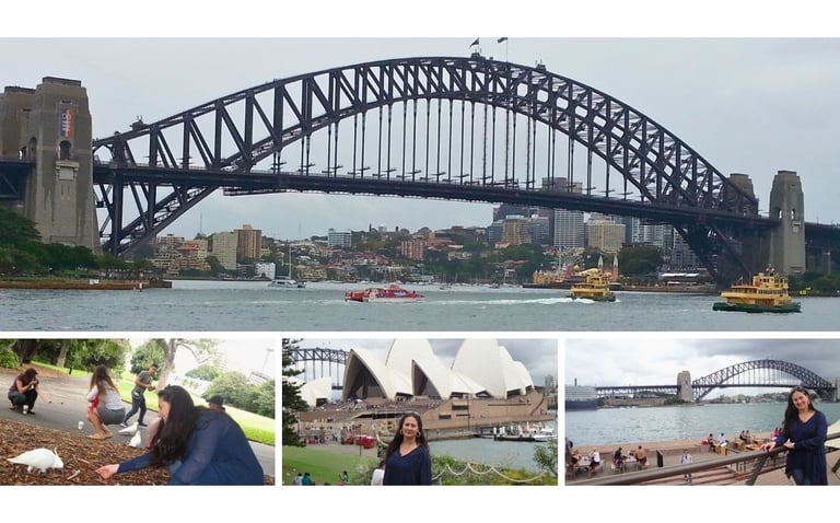 Paisagens dos pontos turísticos de Sydney em dia nublado