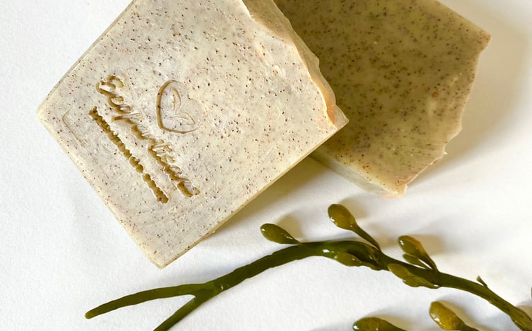 natural hand made in Scotland soap bars with sea kelp powder