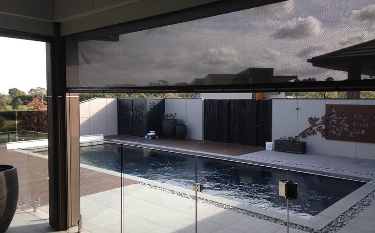 outdoor blind see through mesh pool 