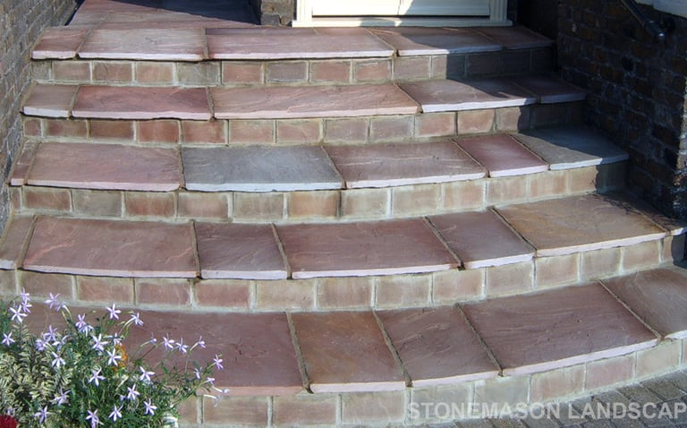 Colourful sandstone paving steps