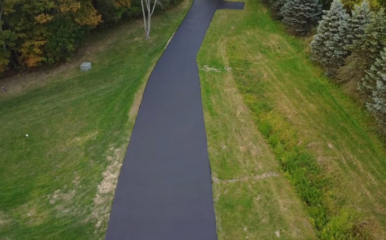 A freshly Sealed driveway