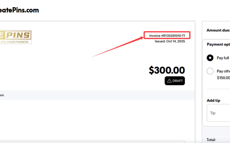 Order number in the Paypal invoice