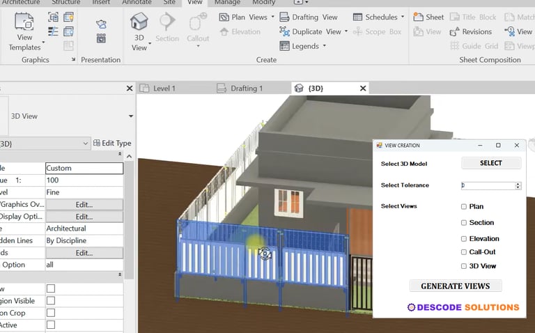 Image depicting revit automation tool to generate views from a 3D model