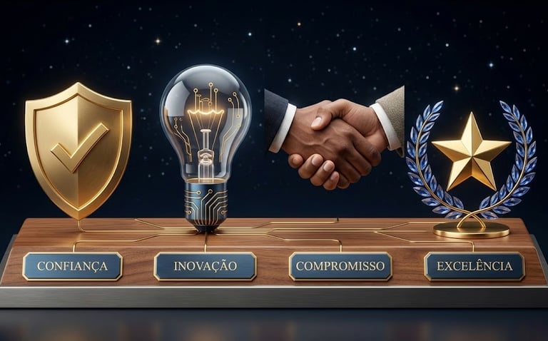 Valores da ASL Atlas Smart Living: Confiança,  Inovação, Compromisso e Excelência