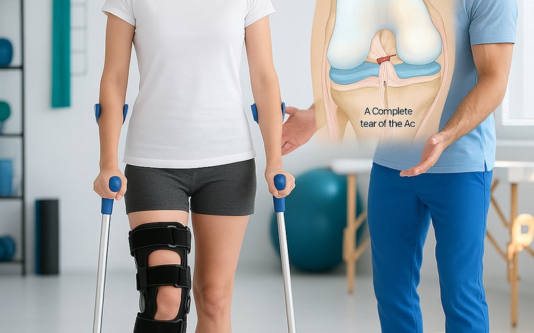 Physiotherapist providing ACL rehab exercise at home - Myo Physio
