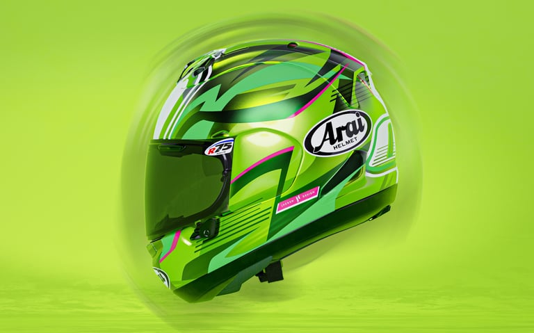 Helmet design SP Tadao green with eye graphic