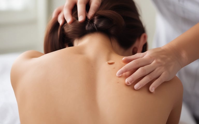 a woman getting a massage at a massager