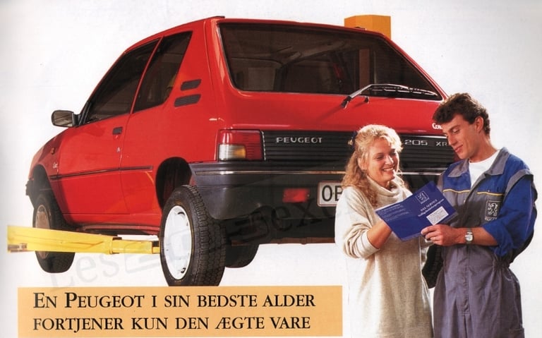 Brochure Peugeot 205 Coke Danemark