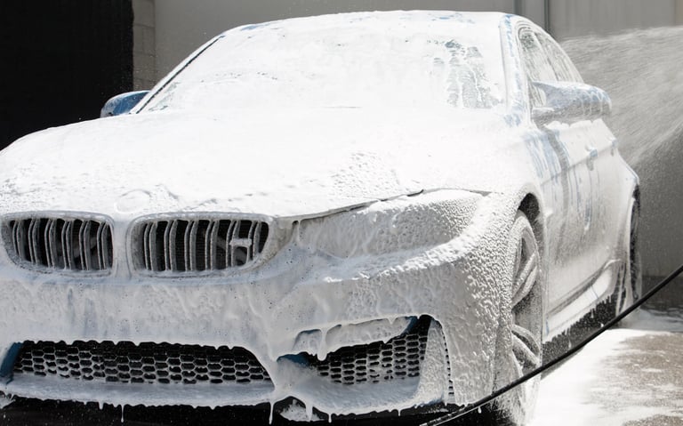 BMW Covered in Soap for a car wash