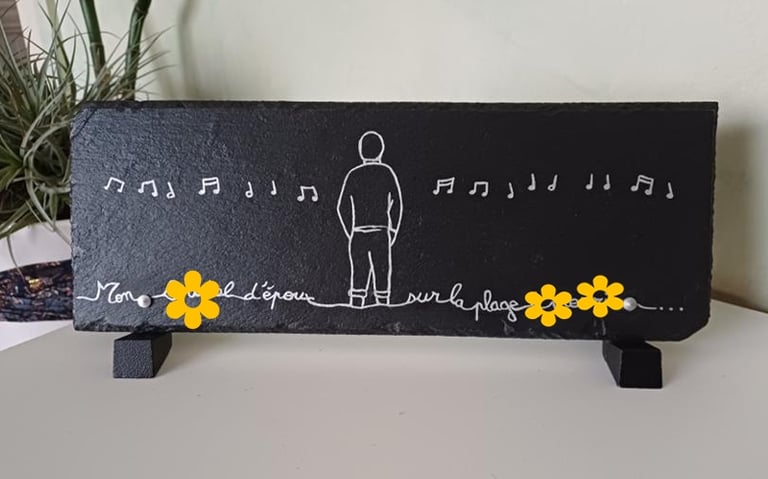 Gravure peinture plaque ardoise au choix commande sepulture49