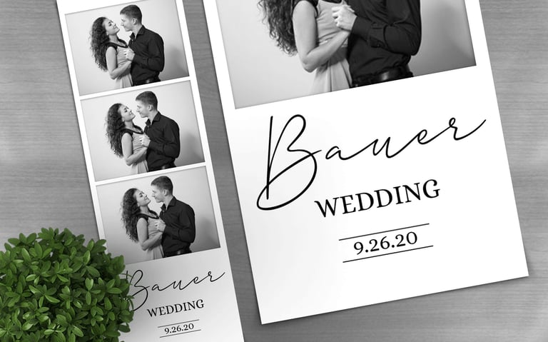 Couple posing in a Photo Strip at a Wedding Mirror Photo Booth.