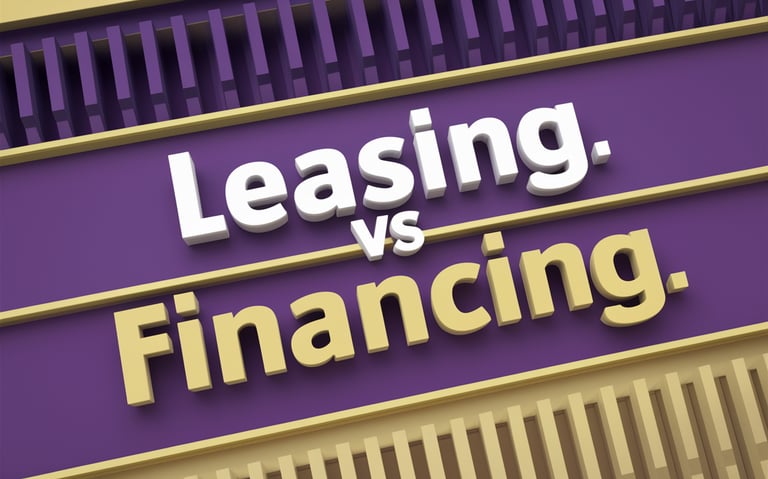 a sign that says leasing vs. financing (for Uber)