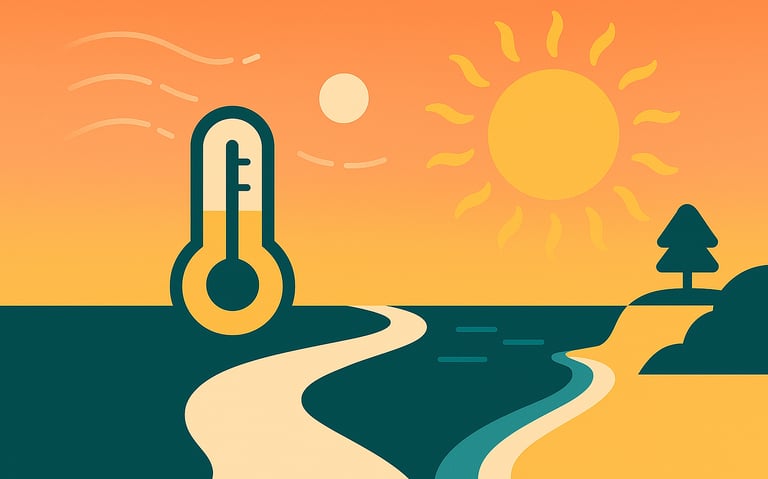 Mallorca Unlocked – illustrazione minimalista che evoca una strategia contro il caldo.