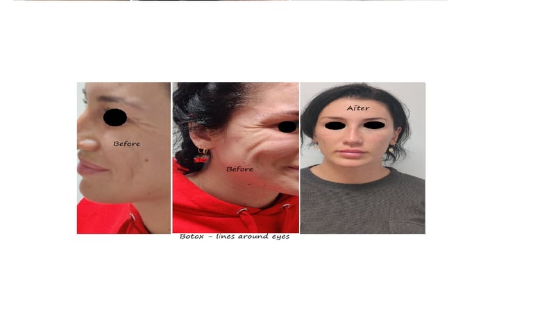 Före- och efterbilder av botox runt ögonen – slätare hud och yngre utseende.