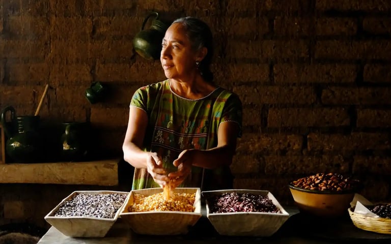 A Peruvian woman making Peruvian food
