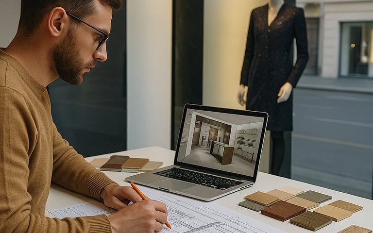 Progettazione allestimenti boutique e corner con designer, grafici e artigiani"