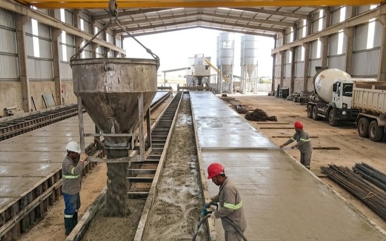 Produção de placas pre moldadas. Grupo Traço