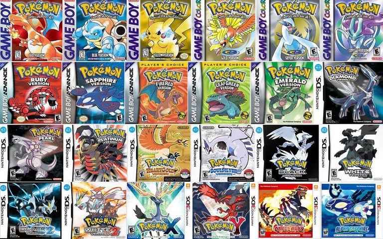 a collection of mainline pokemon game covers