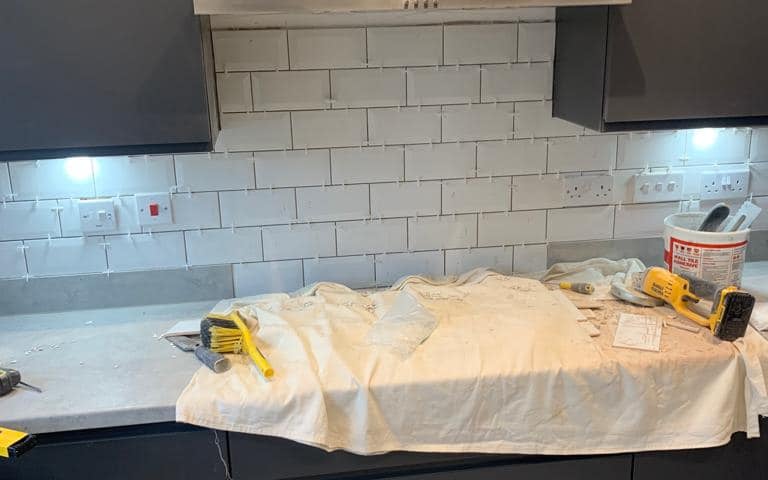 Bathroom wall tiling finished by AXM Plumbing Services in Droitwich