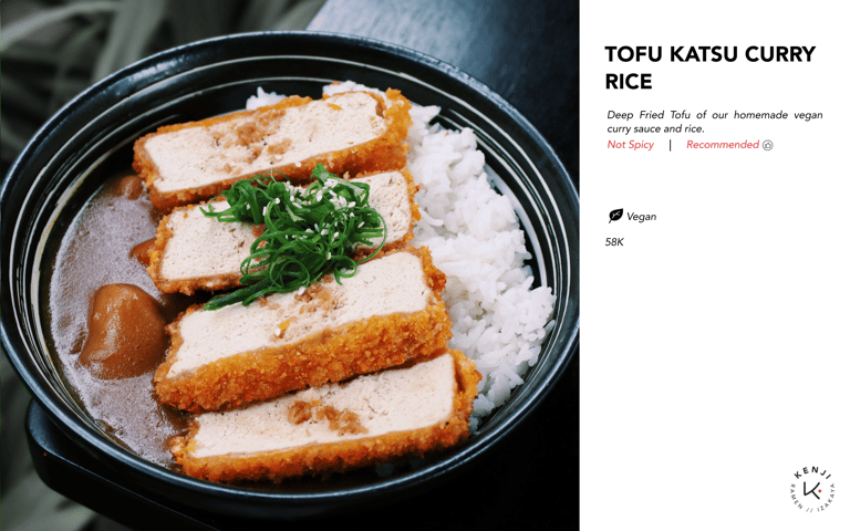 Kenji Ramen Bali Tofu Katsu Curry rice bowl - Japanese rice dish with modern flavors