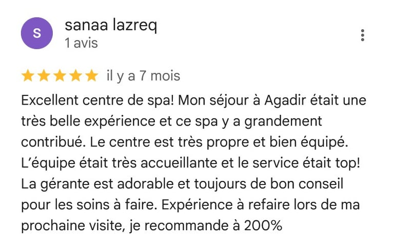 Avis client sur Google