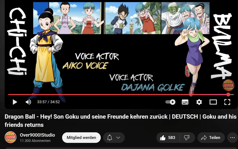 Credits Screenshot von "Hey! Son Goku und seine Freunde kehren zurück" - anklicken & YT Video öffnen