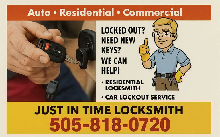 Business card for just in time locksmith