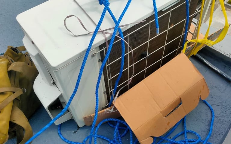 pembongkaran unit outdoor untuk dipasang kembali di atap gedung wates