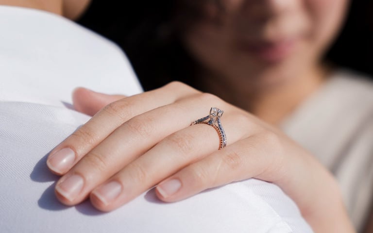 Engagement ring detail during intimate proposal session at Sofitel Nusa Dua Bali