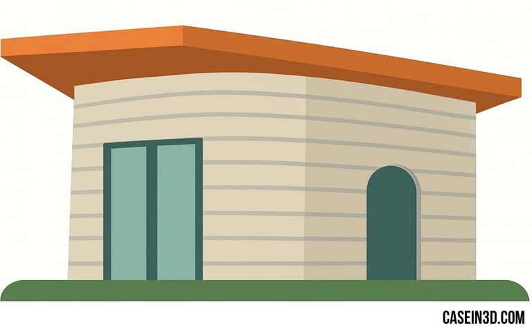 Illustrazione stilizzata di Gaia una micro-architettura stampata in 3D con pareti cilindriche beige