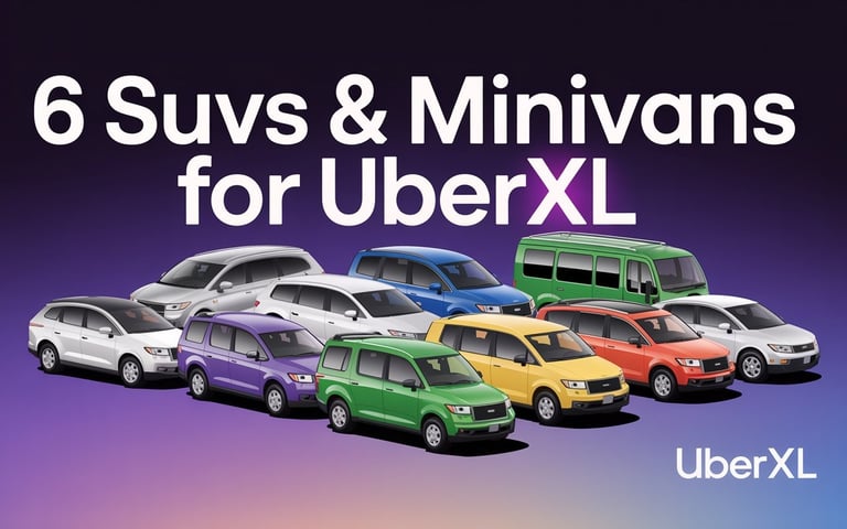 a group of SUVs with the words 6 SUVs & Minivans for uberXL