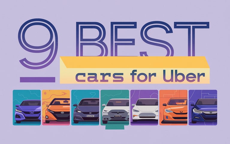 a number of cars with the words 9 best cars for Uber