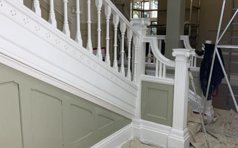 stairs painted green in a home in evesham
