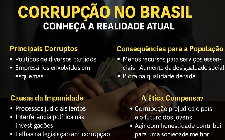 Gráfico dos principais corruptos do Brasil e o seus modos operantes