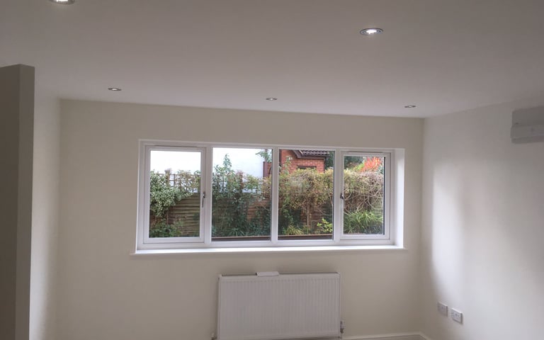 inside of a garage conversion carried out by lakes building and plastering services in malvern